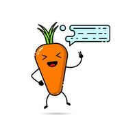 Carrot character design icons with conversation bubbles with funny, funny and adorable expressions vector