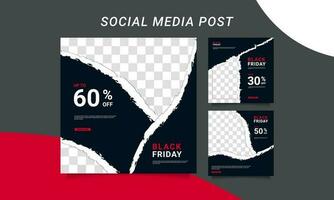 moderno vector negro viernes rebaja bandera colección social medios de comunicación plantillas