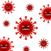 rojo corona con temática de virus diseño con escalofriante facial expresiones, geco a complemento el diseño elementos de con temática de virus diseños, mal virus, corona, iconos, símbolos, etc. vector