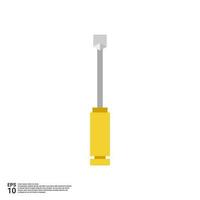 yellow screwdriver illustration in flat design style vector