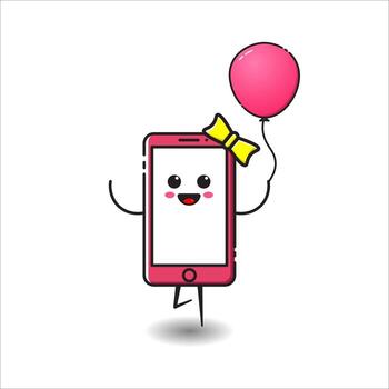 A modern mobile with a flat design style with a cute expression vector
