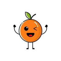 personaje de naranja Fruta con plano diseño estilo vector