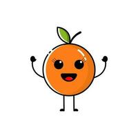 personaje de naranja Fruta con plano diseño estilo vector