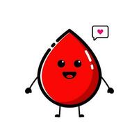 The character of the blood droplets with cute facial expressions, in a flat design style vector