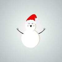 Snowman expression, complete with a red Christmas hat vector