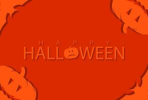 Halloween greeting design with paper cut, orange and white vector