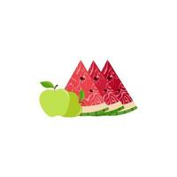 Apple and watermelon icons, modern design vector