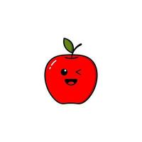 manzanas, un moderno rojo manzana diseño con un plano diseño estilo, con gracioso y linda facial expresiones vector