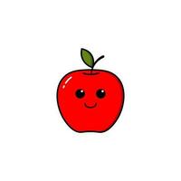 manzanas, un moderno rojo manzana diseño con un plano diseño estilo, con gracioso y linda facial expresiones vector