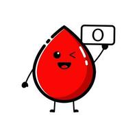 Blood drop character with blood type O vector