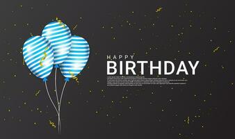 Happy birthday greeting design, equipped with a birthday hat ornament, a gift box, suitable for invitation cards, backgrounds, posters, social media posts, web, parties, etc. vector