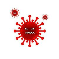 rojo corona con temática de virus diseño con escalofriante facial expresiones, geco a complemento el diseño elementos de con temática de virus diseños, mal virus, corona, iconos, símbolos, etc. vector