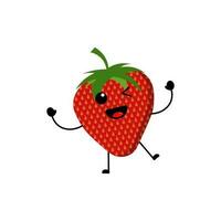 Strawberry fruit ikonn design with a cute, fun, and funny expression vector