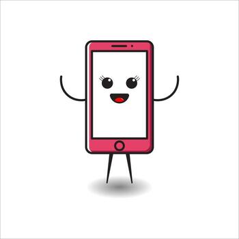 A modern mobile with a flat design style with a cute expression vector