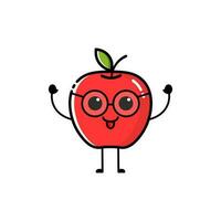 rojo manzana íconos con linda expresiones, manzanas, rojo, lindo, divertido, iconos, pisos, diseños, etc. vector