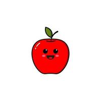 Apples, a modern red apple design with a flat design style, with funny and cute facial expressions vector