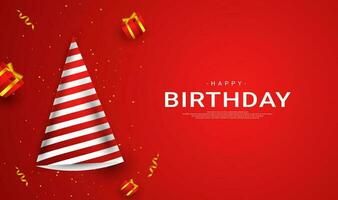 Happy birthday cards, red and gold, suitable for invitation cards, backgrounds, posters, social media posts and more vector