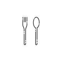 Spoon and fork icon, vector