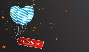 Happy birthday greeting design, equipped with a birthday hat ornament, a gift box, suitable for invitation cards, backgrounds, posters, social media posts, web, parties, etc. vector