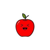 manzanas, un moderno rojo manzana diseño con un plano diseño estilo, con gracioso y linda facial expresiones vector