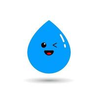 Blue water droplets with cute facial expressions vector