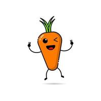 Carrot icon design with a cute, funny and adorable expression vector