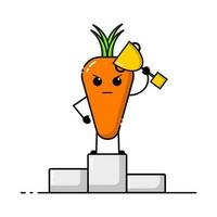 Carrot character design icons holding a trophy with funny, funny and adorable expressions vector