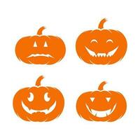 Set pumpkin fruit icon, facial expressions, elements for halloween, orange in color, Halloween vector