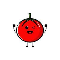 tomate personaje quien es levantamiento ambos manos con un linda expresión vector