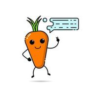 Carrot character design icons with conversation bubbles with funny, funny and adorable expressions vector