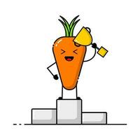 Carrot character design icons holding a trophy with funny, funny and adorable expressions vector