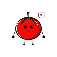 tomate personaje quien es levantamiento ambos manos con un linda expresión vector