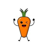 Carrot icon design with a cute, funny and adorable expression vector