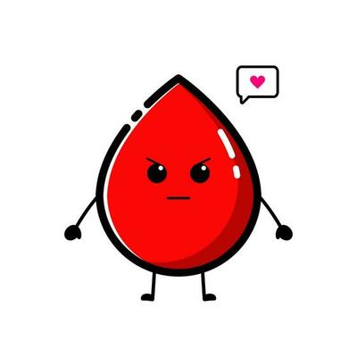 The character of the blood droplets with cute facial expressions, in a flat design style