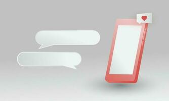3d smartphone, a smartphone with 3 dimensional style with chat bubbles next to it vector