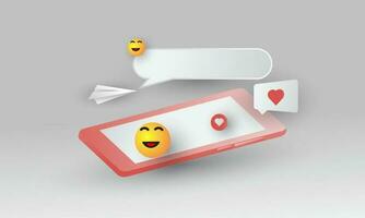 3d smartphone, a smartphone with 3 dimensional style with chat bubbles next to it vector