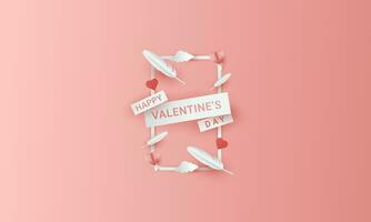 Valentine's themed background design with a paper cut style, perfect for Valentine's Day backgrounds vector