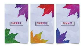 Vector illustration of gradient style colourful summer leaves book cover art concept, summer background and banner art design