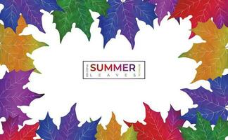 Vector illustration of gradient style colourful summer leaves concept, summer background and banner art design