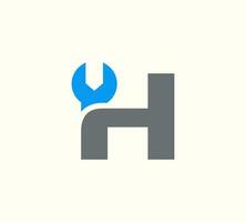 Letter H Wrench Logo Design. Handyman Repair Service. H Technology Construction Industry illustration vector