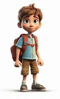 Portrait confident cartoon character student boy photo