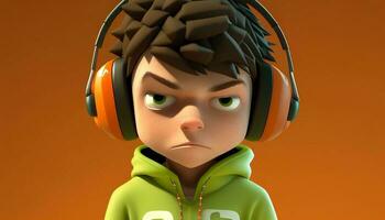 Vector Illustration Gamer kid character with simple background photo