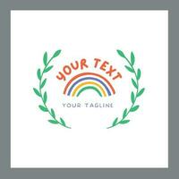 arco iris hoja vector ilustración icono logo modelo diseño