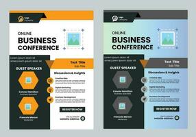 Online Business Conference Flyer Brochure Mockup Demo Leaflet Design vector