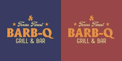 Bbq Steak Grilling Vintage Badge Logo Emblem Ellegant Clean and Grunge Distressed vector