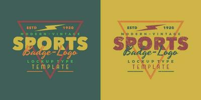 Modern vintage sports logo template in triangle shape badge vector