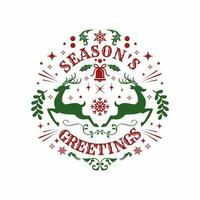 Vector Merry Christmas Seasons Greetings Lettering T Shirt Design