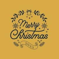 Vector Merry Christmas Lettering Badge T Shirt Design