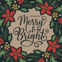 Vector Merry Christmas Lettering Greeting Card