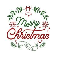 vector alegre Navidad 2023 letras Insignia t camisa diseño